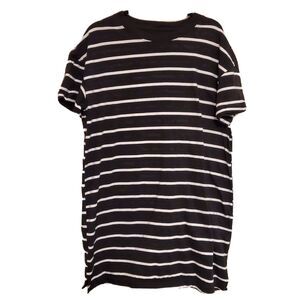 Time & Tru Tshirt Dress Womens Black White size XL 16 18‎ Casual Striped Summer